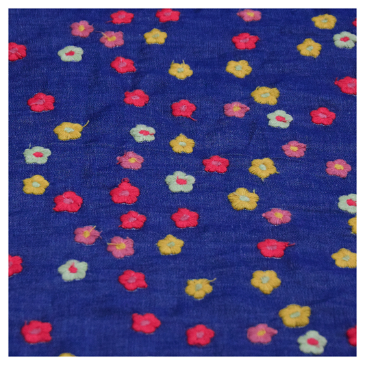 Small floral prints on denim