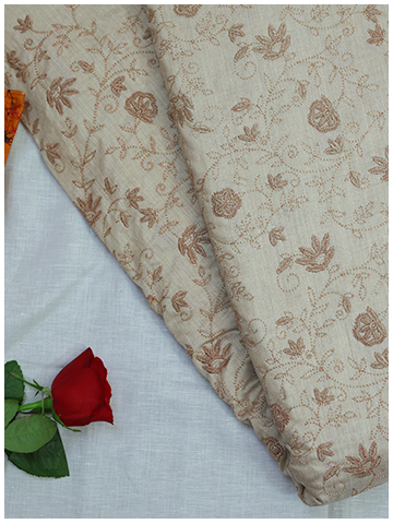 Monga Brown flower Jaal Fabric