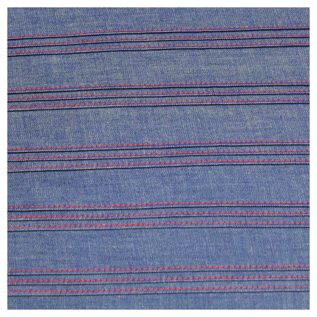 Red pattern band denim