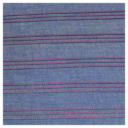 Red pattern band denim