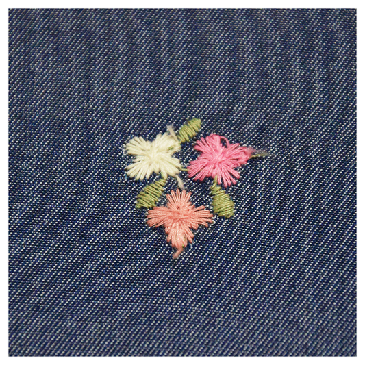 White Pink Denim Embroidery