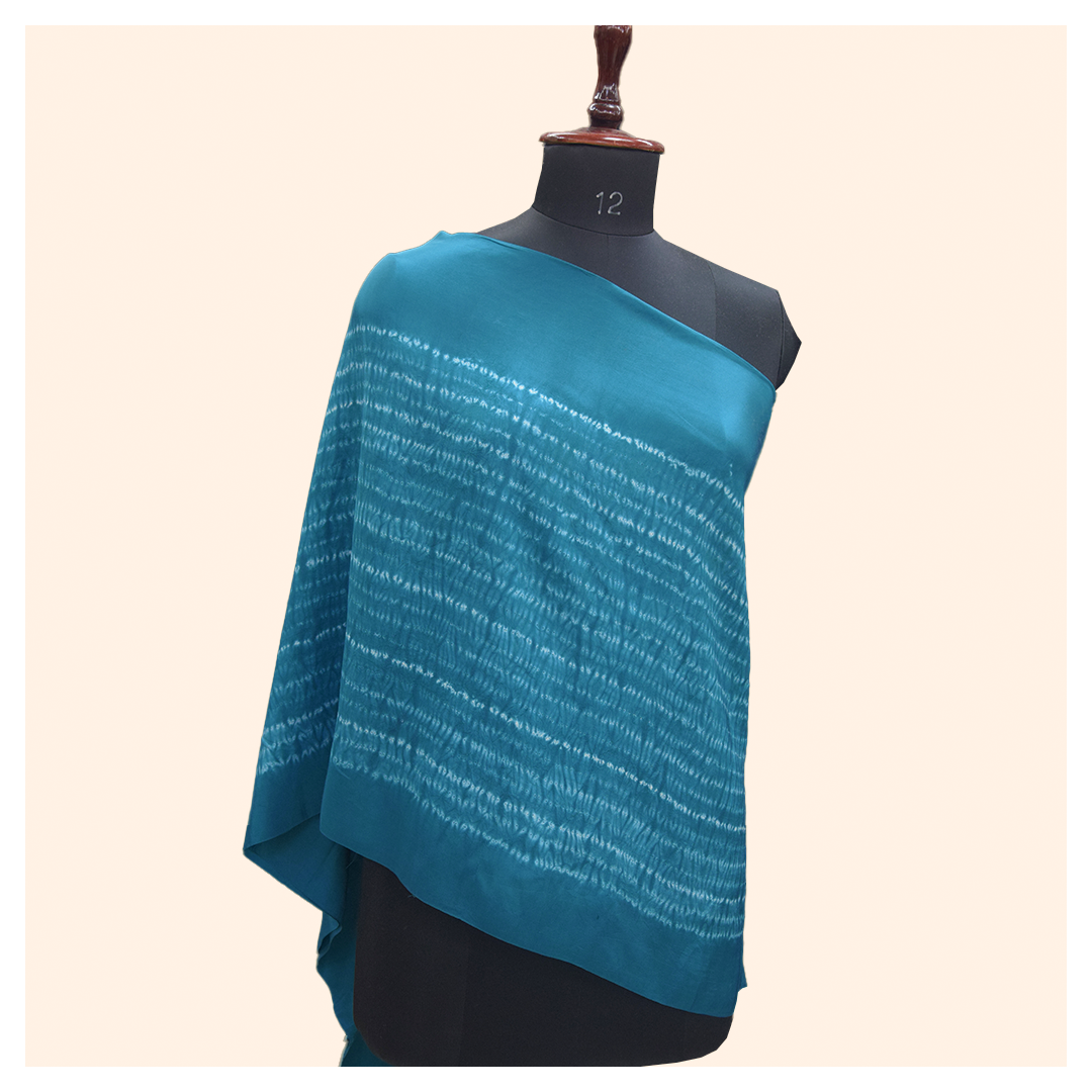 Linen Sea blue with white pattern