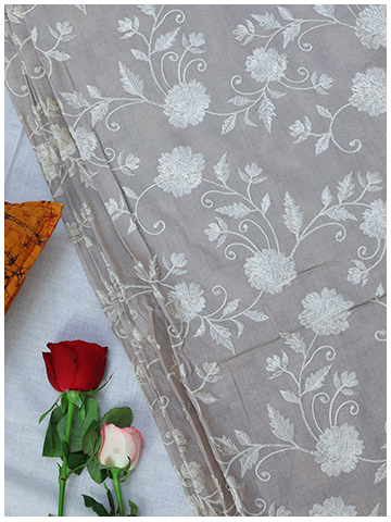 Monga Silk Embroidery Jaal-Beige