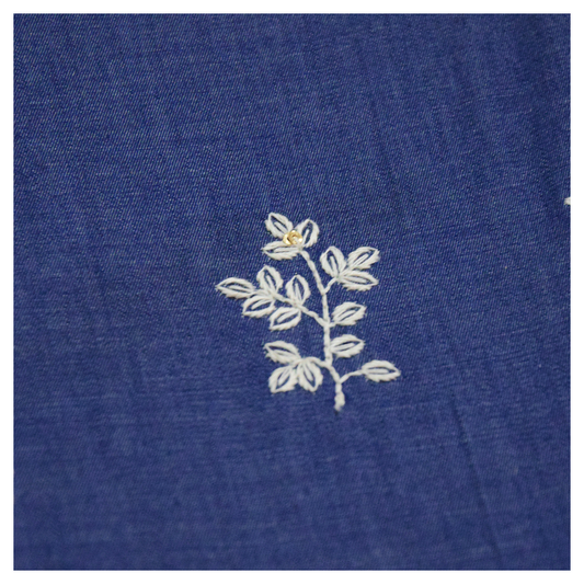 White floral denim Embroidery