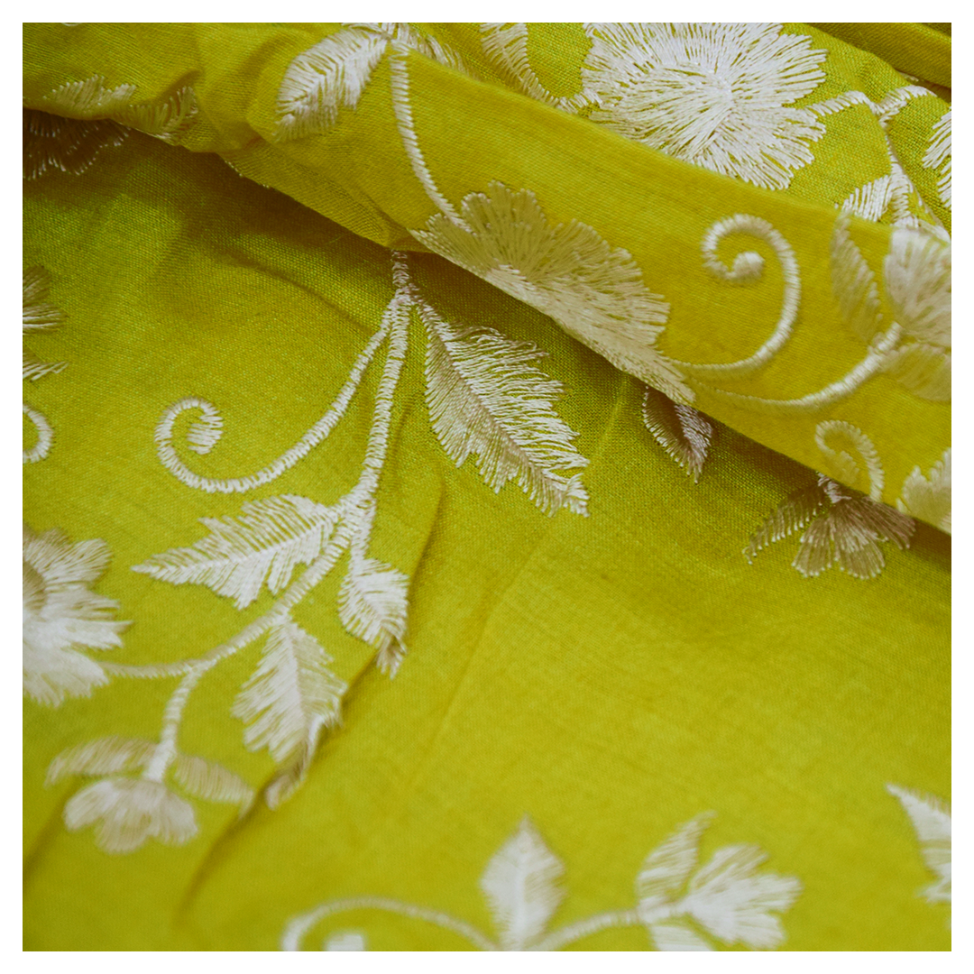 Monga Silk Embroidery- Yellow