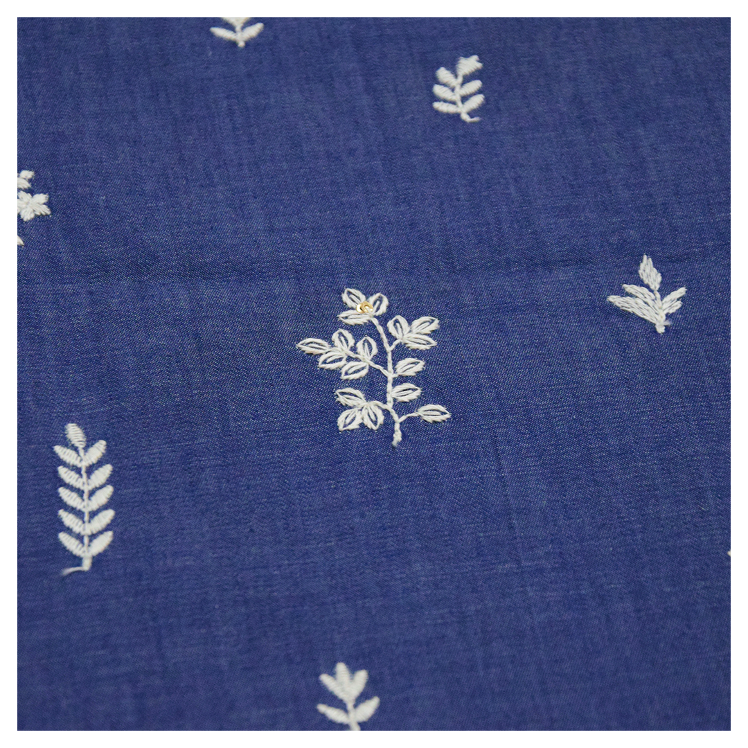 White floral denim Embroidery