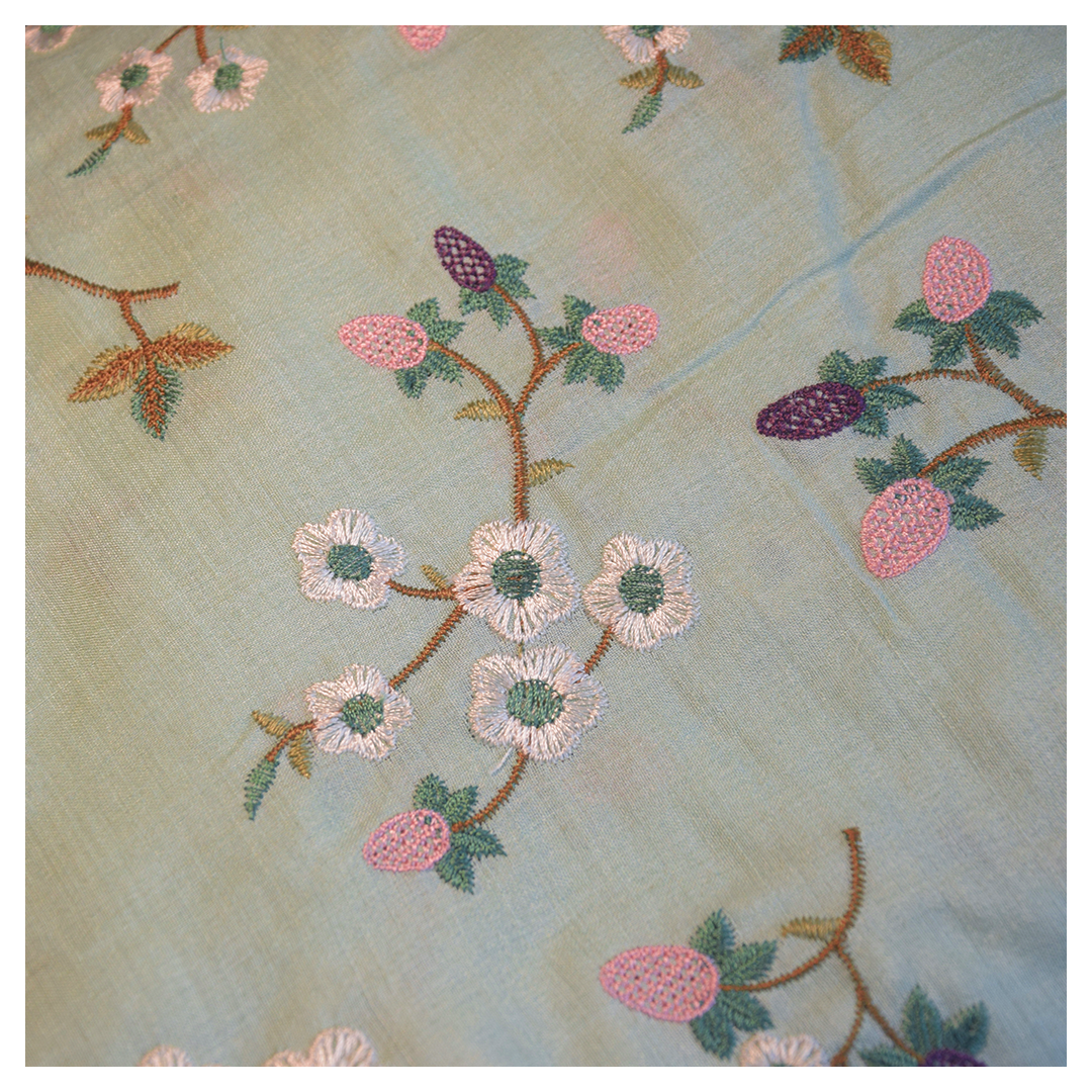 Monga Silk Embroidery Jaal- Green