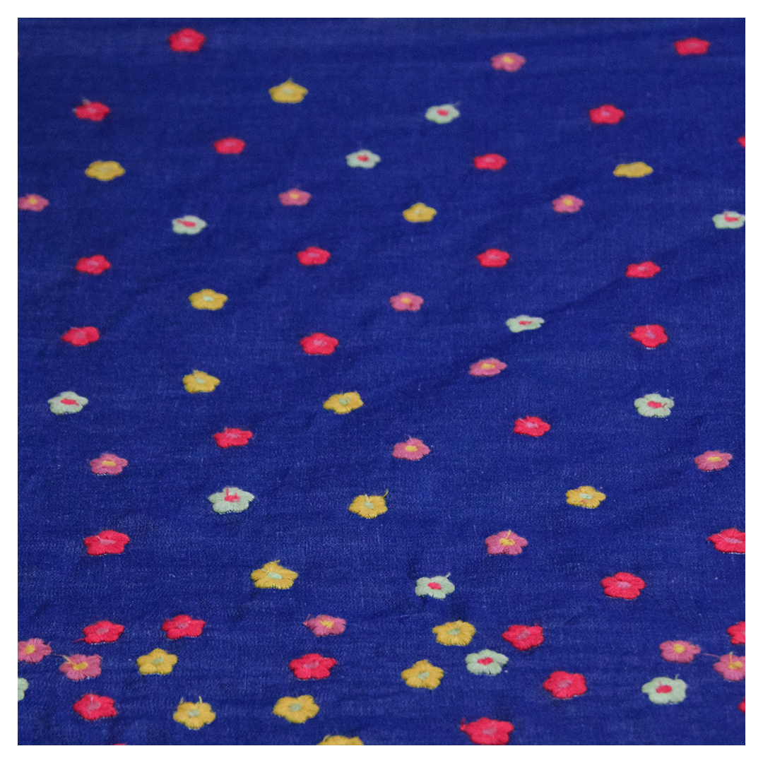 Small floral prints on denim