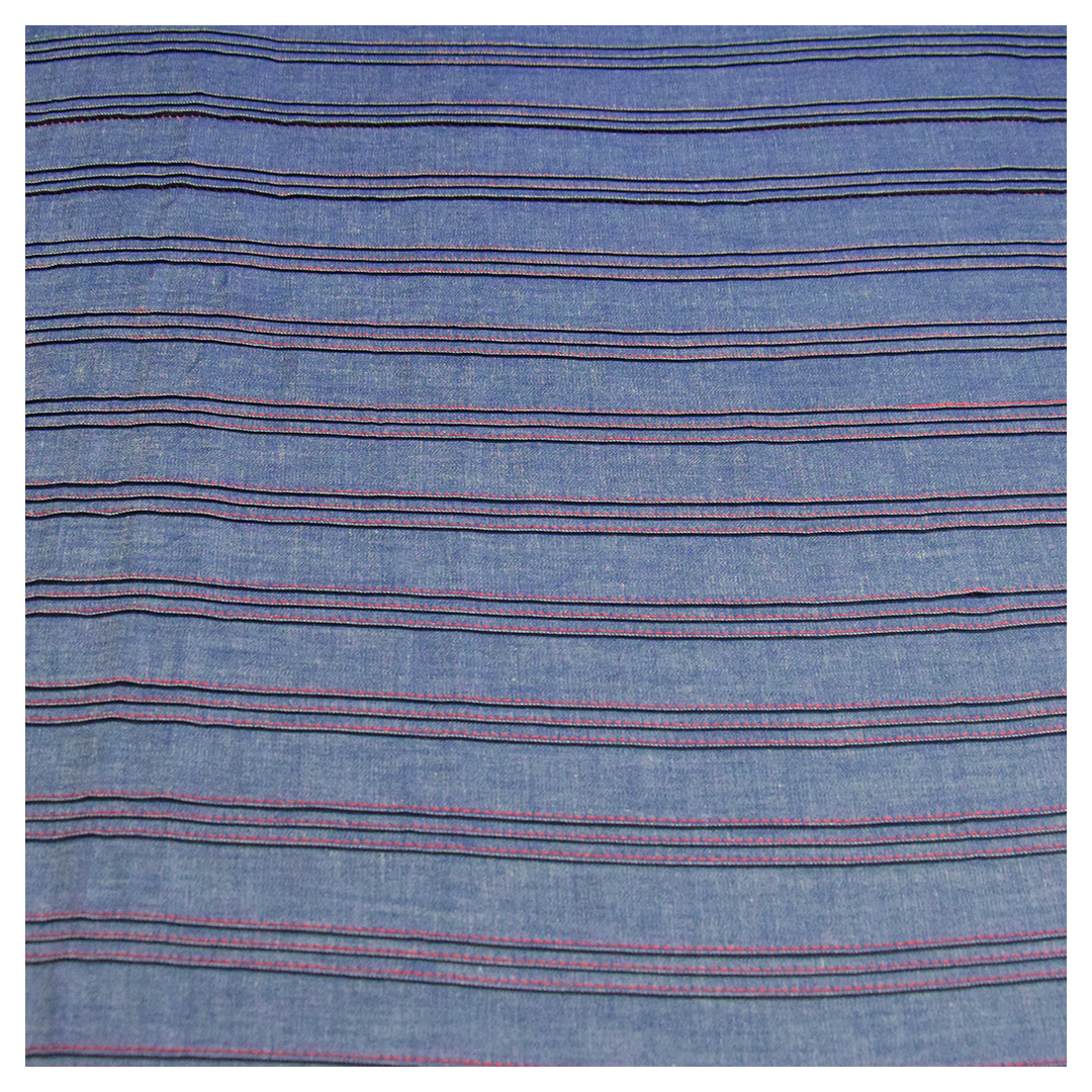 Red pattern band denim