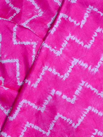 Hot Pink Zig Zag Shibori Habutai Silk.