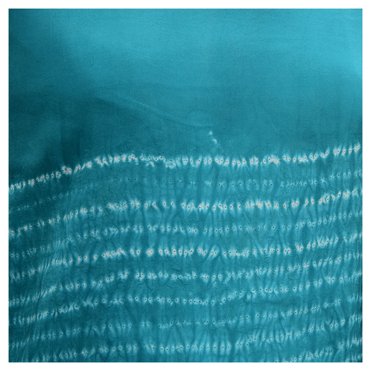 Linen Sea blue with white pattern