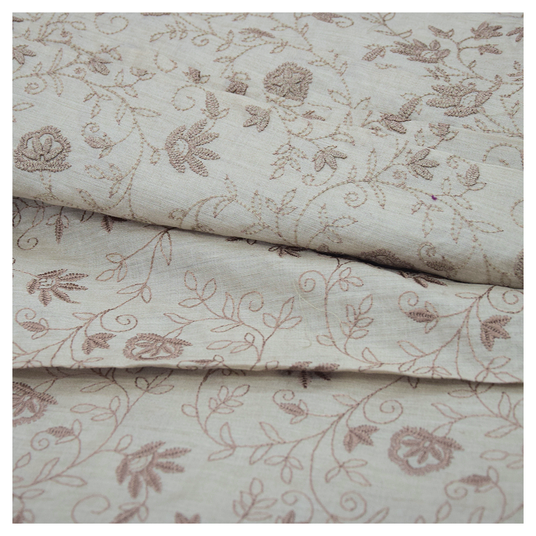 Monga Silk Embroidery Jaal-Beige