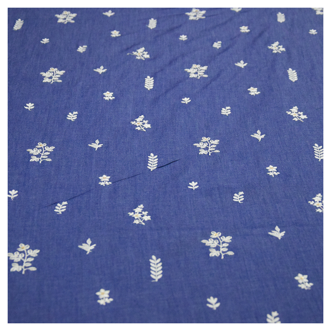 White floral denim Embroidery