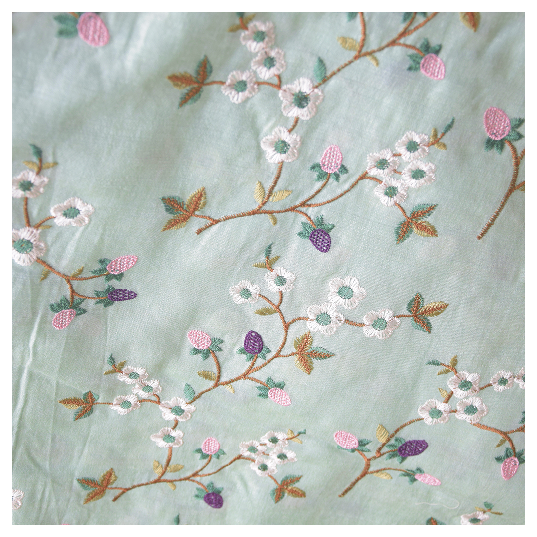 Monga Silk Embroidery Jaal- Green