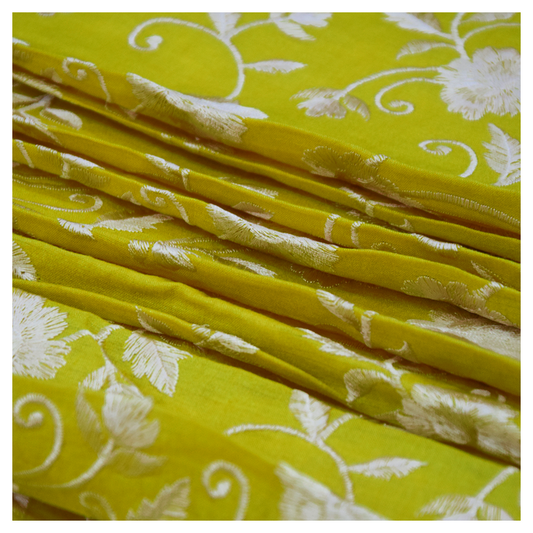 Monga Silk Embroidery- Yellow