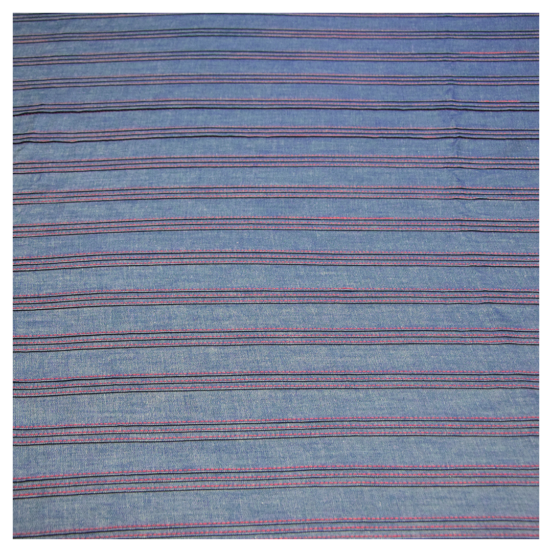 Red pattern band denim