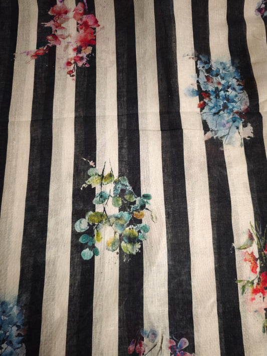 Modern Striped Design with Floral Motif