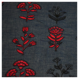 Small rose prints on denim