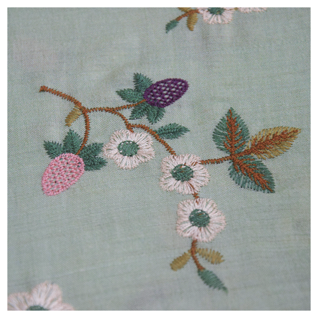 Monga Silk Embroidery Jaal- Green