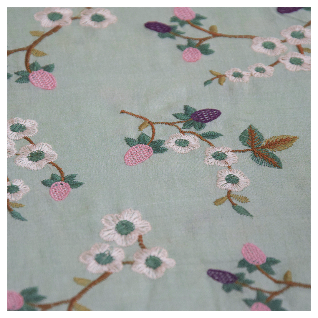 Monga Silk Embroidery Jaal- Green