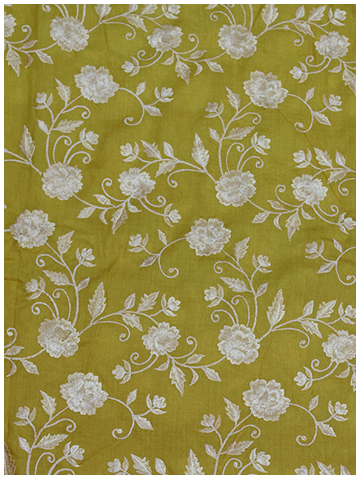 Monga Silk Embroidery Jaal- yellow