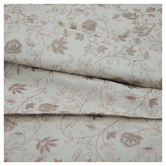 Monga Silk Embroidery Jaal-Beige