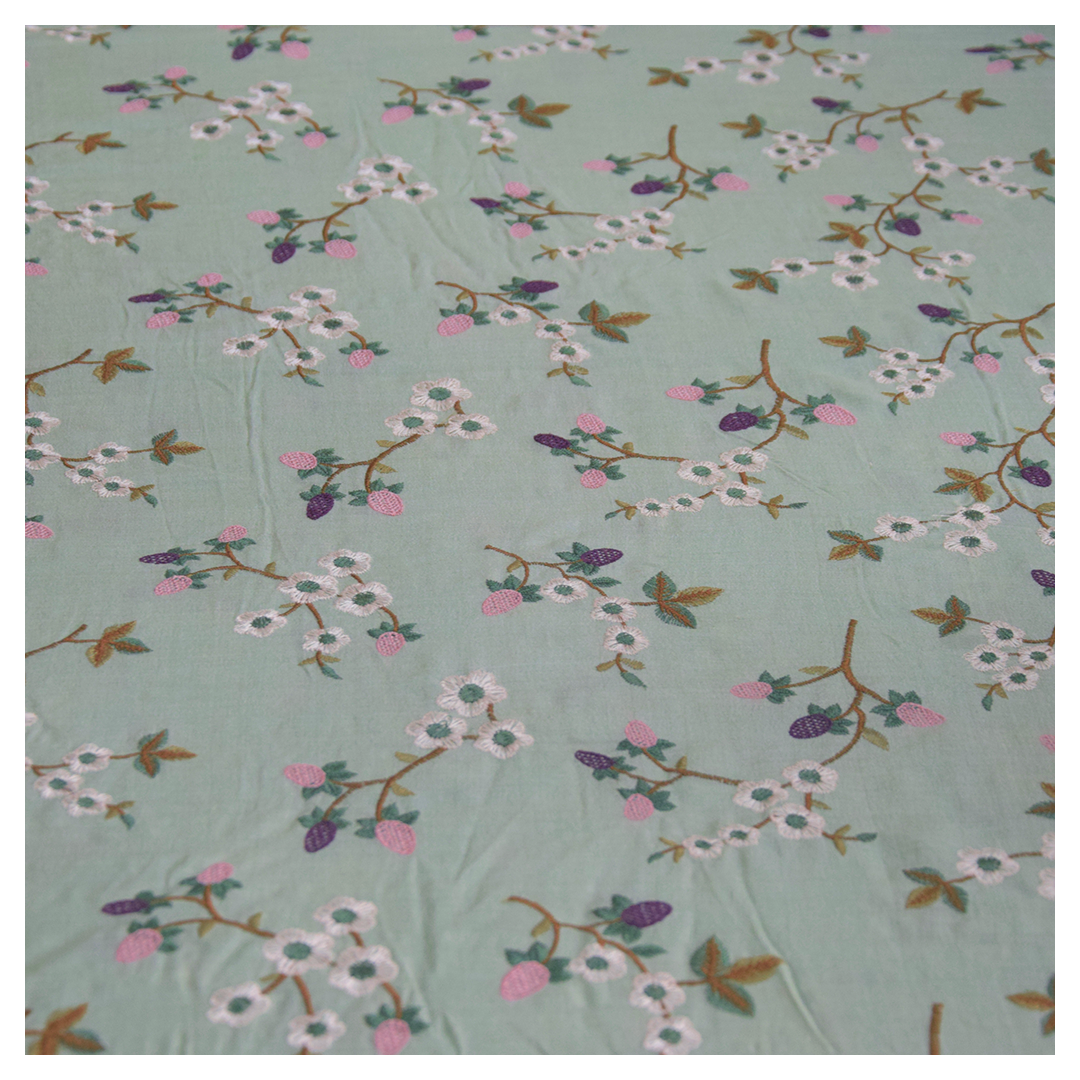 Monga Silk Embroidery Jaal- Green