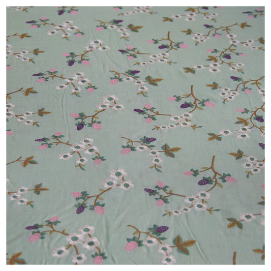 Monga Silk Embroidery Jaal- Green