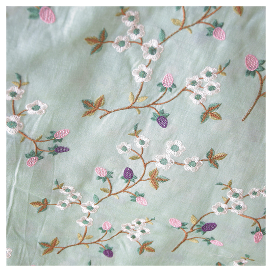 Monga Silk Embroidery Jaal- Green