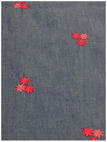 Monga Jaal Fabric  Red Floral