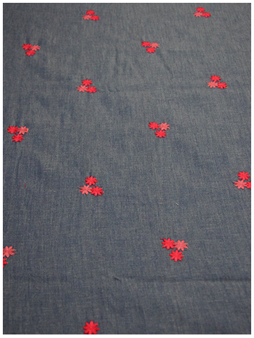 Monga Jaal Fabric  Red Floral