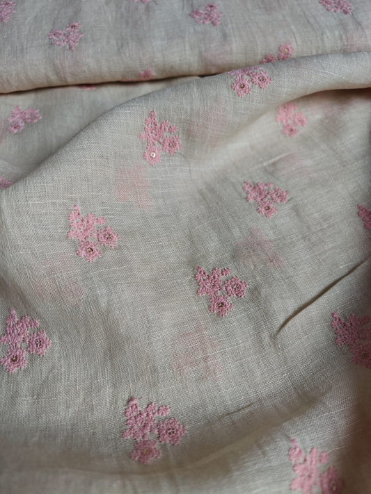 Springtime Pink Floral Embroidery